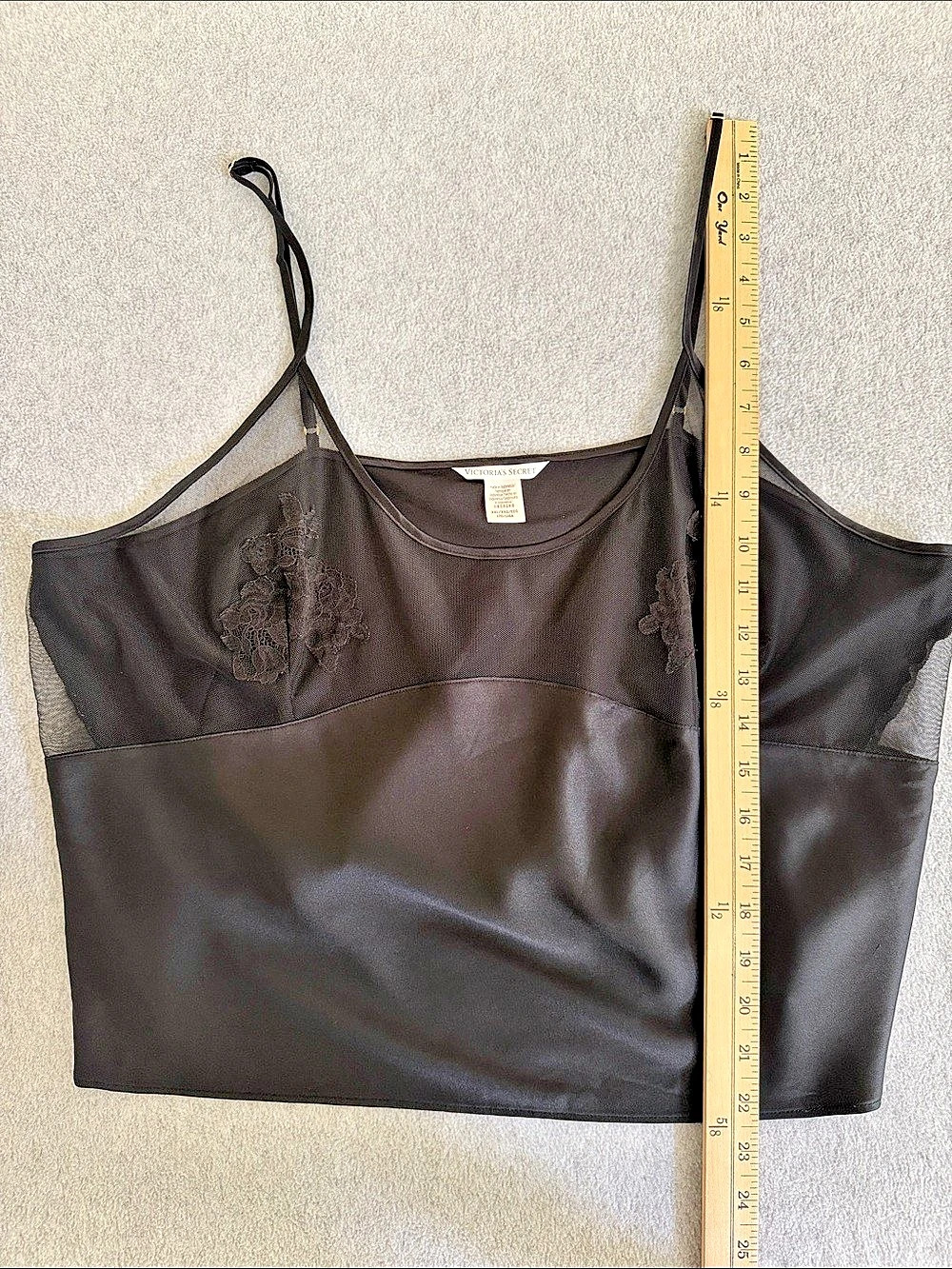 Victoria's Secret Black Lace Mesh Camisole XXL Dark Romantic Coquette Boudoir - Picture 10 of 11
